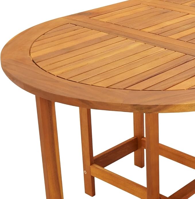 vidaXL Solid Acacia Wood Patio Drop Leaf Table Oval Dinning Stand Furniture