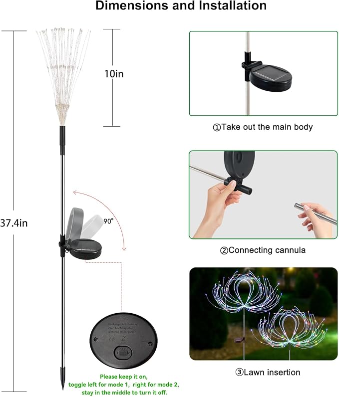 Slyuexu Solar Garden Lights Outdoor Waterproof, 2 Pack 120 LED Solar Firework Lights Decorative Garden Décor Outside for Flowerbed Pathway Party Halloween Christmas Decoration, Multicolor