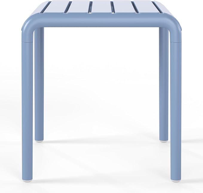 WestinTrends Playa Plastic Modern Outdoor Patio Accent Side Tables (Set of 2), French Blue