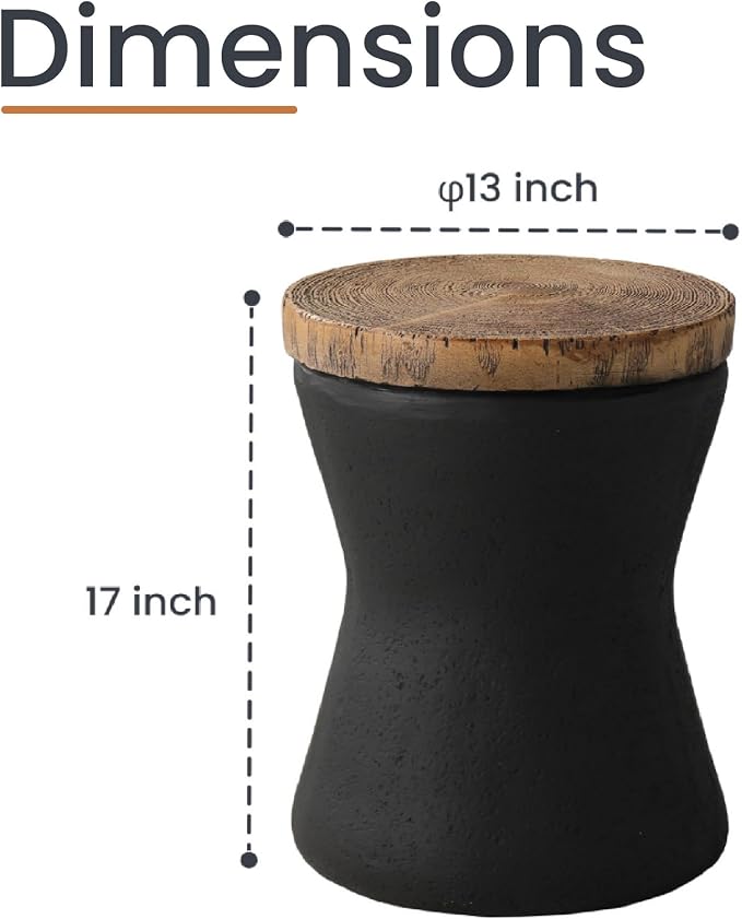 HOMPUS Outdoor Concrete Side Table, Modern Hourglass Pedestal End Table, Multi-Functional Round MgO Coffee Table, Home Decor Accent Table, Planter Stand for Garden, Living Room or Balcony
