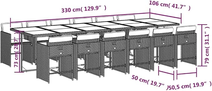 13 Piece Patio Dining Set, Foldable PE Rattan Garden Table and Chairs with Cushions, Space-Saving Outdoor Furniture for Backyard, Balcony, Deck
