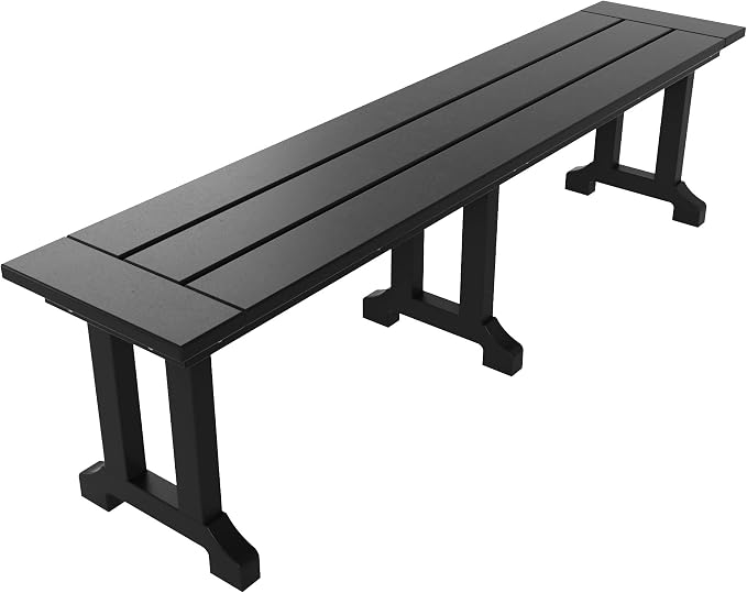 WO Home Furniture Adirondack Patio Dining Chair Table Bench Set of 6 PCS Rectangle Dinner Table Dining Arm-Chairs (Black)