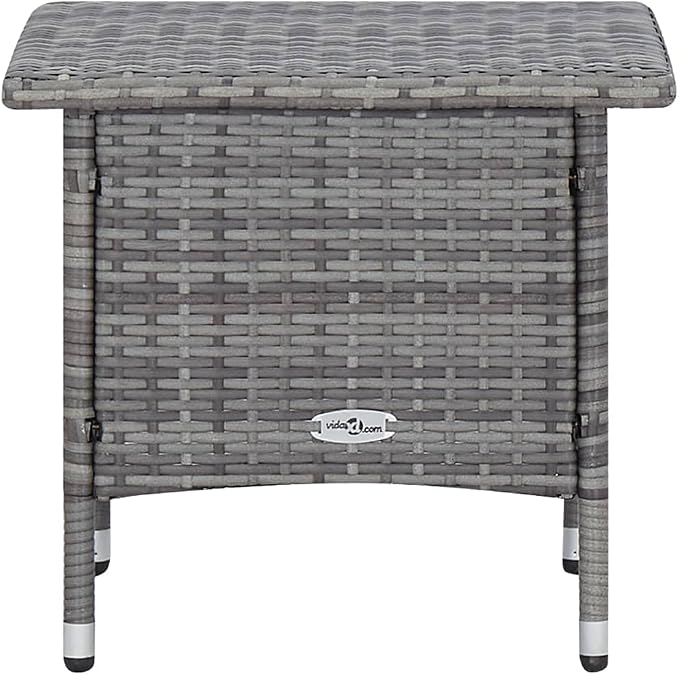 3-Piece Garden Lounge Set, Grey PE Rattan Outdoor Patio Furniture with Foldable Backrests and Cushions, 2-Person Seating Conversation Set for Balcony, Terrace and Backyard