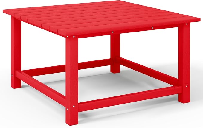 Costaelm Outdoor Kids Table, Toddler Dinner Table Baby Desk Outdoor Childrens Party Tables for Arts & Crafts, Snack Time, Multi-Activity Desk for Ages 2-8 in Classroom/Outside, Red