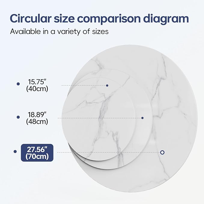 Round White Sintered Stone Table Top, 47.2" Marble Desktop, DIY Replacement & Cover, Scratch & Wear Resistant, Easy to Clean, Suitable for Indoor & Outdoor