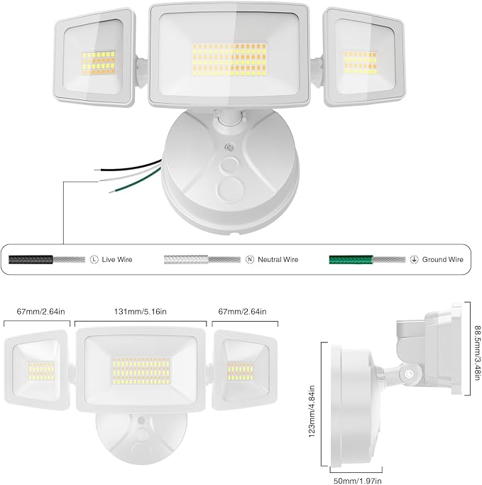 Onforu 55W Smart LED Flood Lights Outdoor, 5500LM, Tunable 2700K-6500K, APP Control, WiFi Alexa Security Lights with Timer & Adjustable 3 Head, IP65 Waterproof for House, Yard, Porch, Garage, Backyard