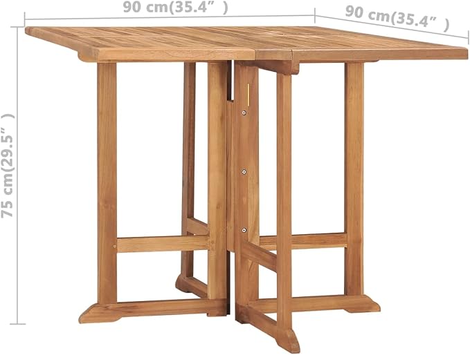 Gecheer Foldable Teak Wood Outdoor Dining Table – Square Garden Table, 35.4 Inch, Seats 4, Rustic Brown Finish, Easy Storage