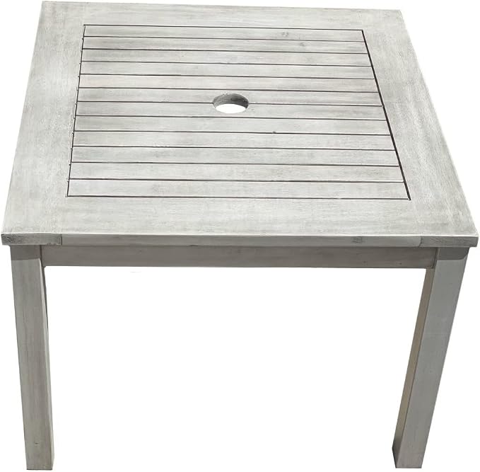 Outdoor Wood Umbrella Side Table End Table Patio Pool Furniture (Driftwood Gray)