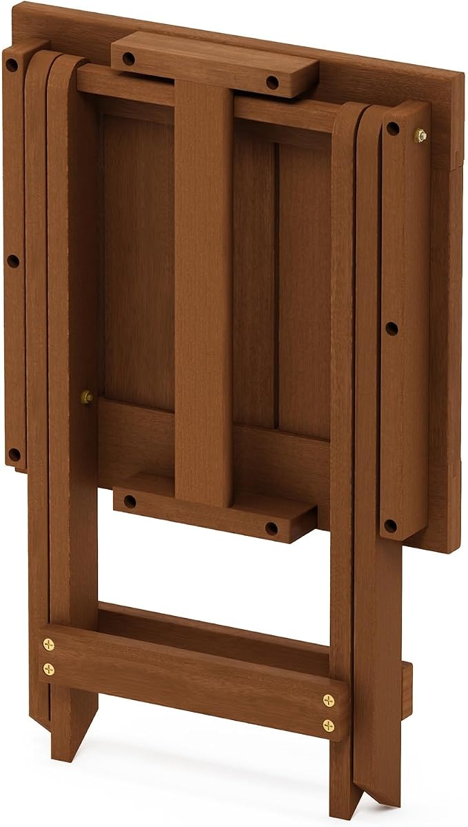 Furinno TIOMAN Folding Outdoor Side Table, Wooden Patio End Table for Garden, Porch, Balcony, Teak Oil, Light Wood