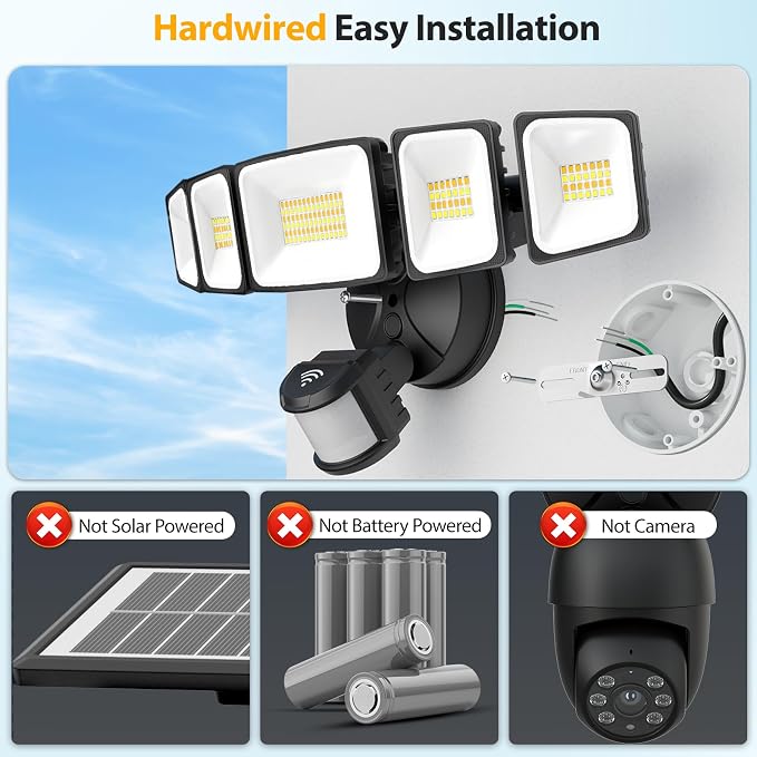 Onforu 120W Smart LED Security Lights Motion Sensor Outdoor 5 Heads, 340° Illumination WiFi Alexa Flood Light 12000LM APP Control, 2700K-6500K Exterior Motion Detector, IP65 Wall Light for Yard, Balck