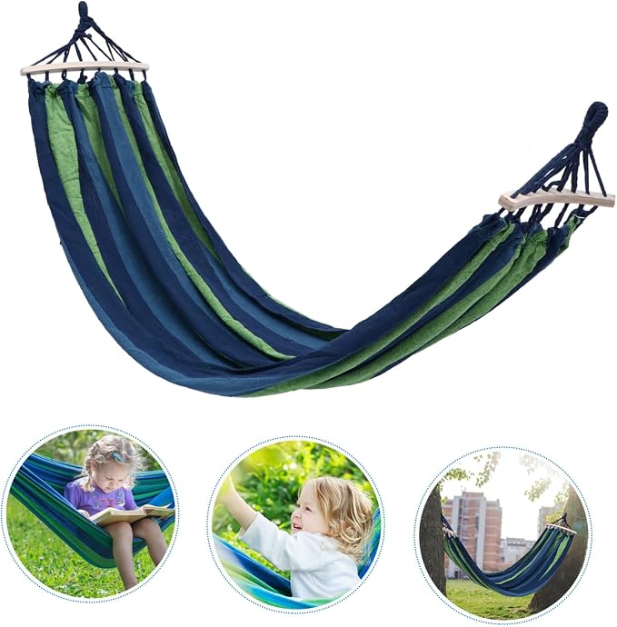 Garden Widened Canvas Hammock Portable Outdoor Travel Swing Thickened for Camping and Relaxation Between Trees Lightweight and for Easy Carrying