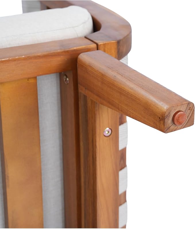 Christopher Knight Home Gwen 4 Piece Acacia Wood Patio Conversation Set with Sofa, Coffee Table and 2 Club Chairs, 3-Seater Sofa with Water-Repellent Cushion, Outdoor Patio Furniture Set, Teak+Beige