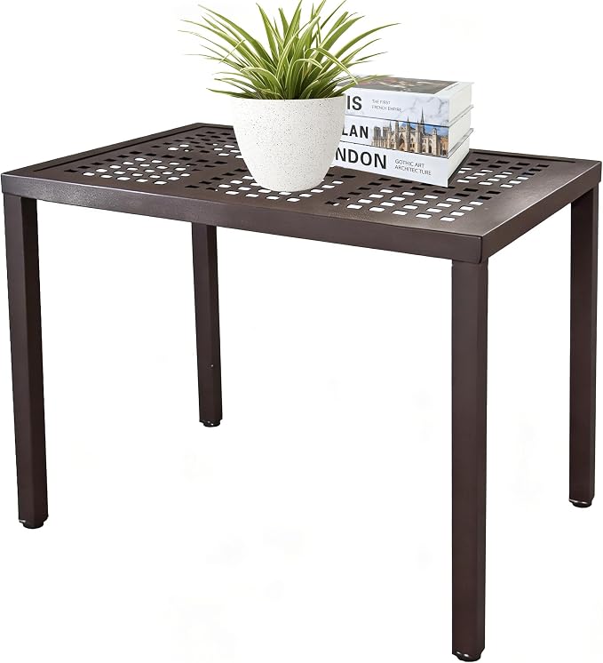 Square Aluminum Outdoor Side Table, Rustproof Patio Coffee Table | Powder-coated scratch-resistant aluminum tabletop, all-weather sturdy frame, simple assembly for garden pool balcony