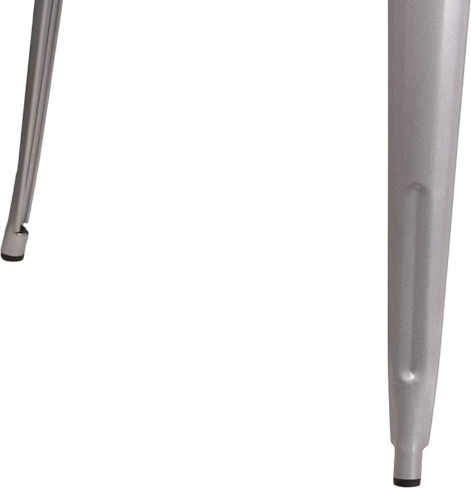 EMMA + OLIVER Commercial Grade 35.5" Square Silver Metal Indoor-Outdoor Table