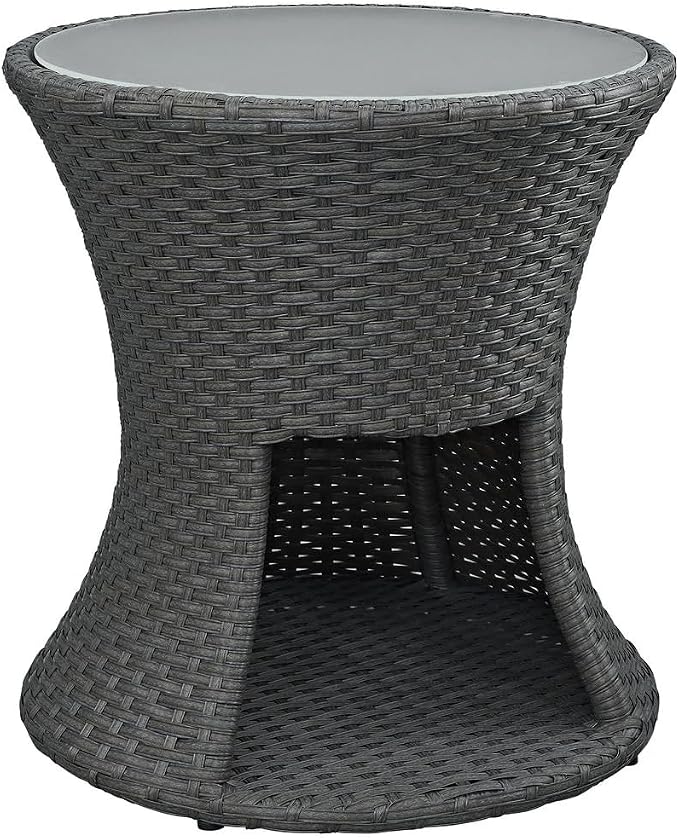 Modway Sojourn Wicker Rattan Outdoor Patio Side End Table in Chocolate