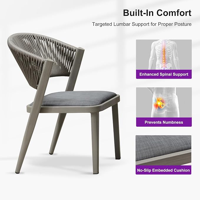 PURPLE LEAF 7-Piece Patio Dining Set Outdoor Furniture Rectangular Table and Chairs with Aluminum Frame and Wicker Rattan for Garden Deck Backyard Gray