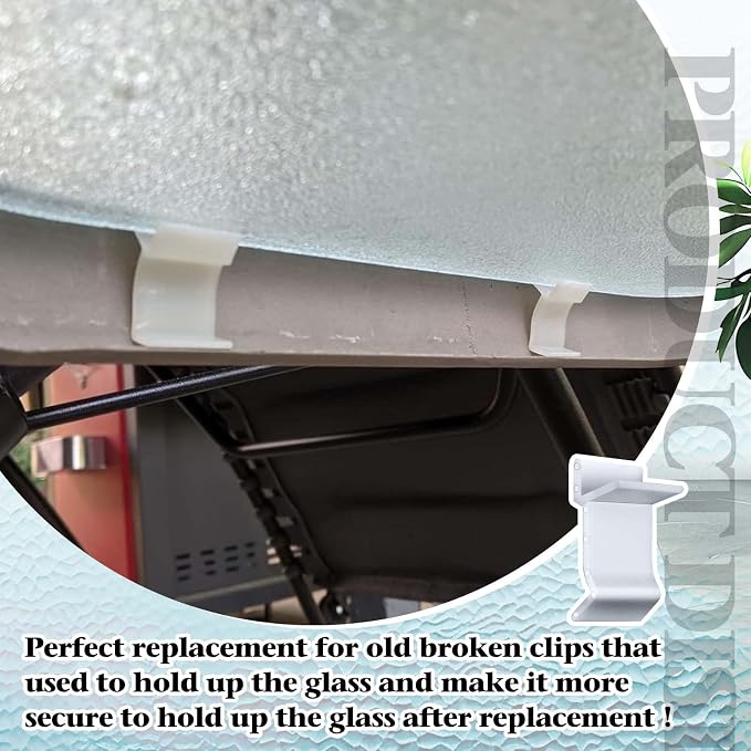 Wenfan 16 Pcs Table Rim Clips 1.24"x0.787" - 1 1/4" x 13/16"- Nylon Patio Table Clips for Glass and Acrylic Table Tops White Patio Furniture Clips - Help Support Tabletops in Rim
