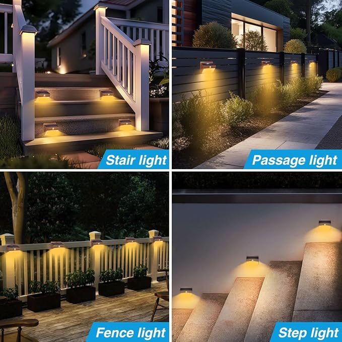 6 Packs Solar Outdoor Lights Motion Sensor Solar Security Lights Waterproof with 3 Lighting Modes Solar Powered Wall Lights Outside for Garden Fence Yard Deck, Brown Warm