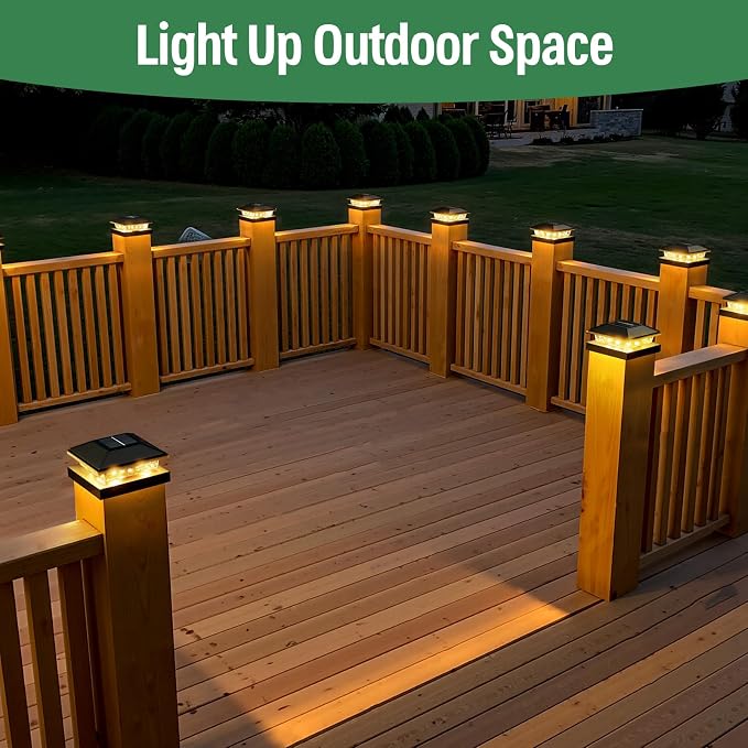 JOFIOS Solar Post Cap Light 16Pack, IP65 Waterproof, Fit 4x4/3.5x3.5 Posts | Post Cap Lights, 4x4 Deck Fence Solar Lights, Waterproof, Outdoor Post Lights for Vinyl/Wood Posts for Patio Porch Garden