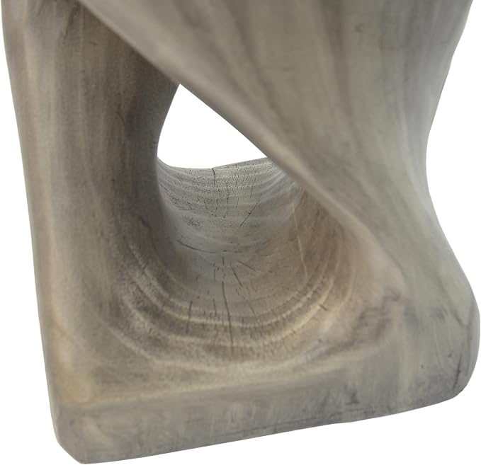 Christopher Knight Home Novi Outdoor Accent Table, Twist-Shaped MGO Sofa Side End Table, Garden Stool for Patio Balcony Beach Pool, Lightweight Concrete, Wood-Like Texture, Gray
