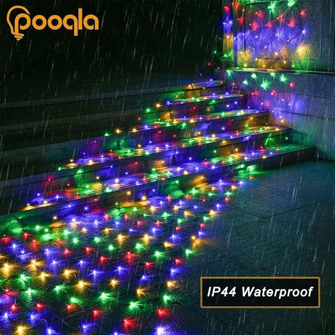 Colorful Net Lights, 28x 5ft Christmas Lights Outdoor Clear Wire | 510 LED Large Net Mesh Lights Plug in, 8 Modes Waterproof Connectable Bushes Lights for Christmas Hedge Yard Decor