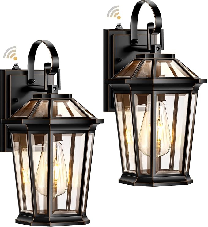 VIANIS Dusk to Dawn Exterior Light Fixture, Waterproof Outdoor Wall Sconce Porch Light for House, 100% Anti-Rust Aluminum Outside House Lights, Farmhouse Coach Lantern for Garage, Front Door 2Pcs