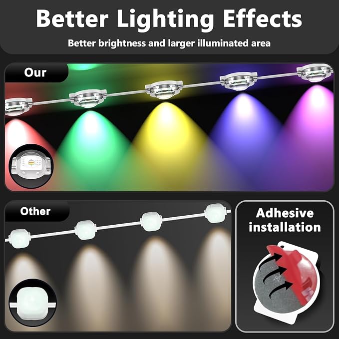 CETELUMA 300FT Permanent Outdoor RGB Lights, IP67 Waterproof Smart Eave Lighting, with App/Remote Control Eaves Light, DIY LED Scenes Modes for House Roof Decor,Party (300FT)