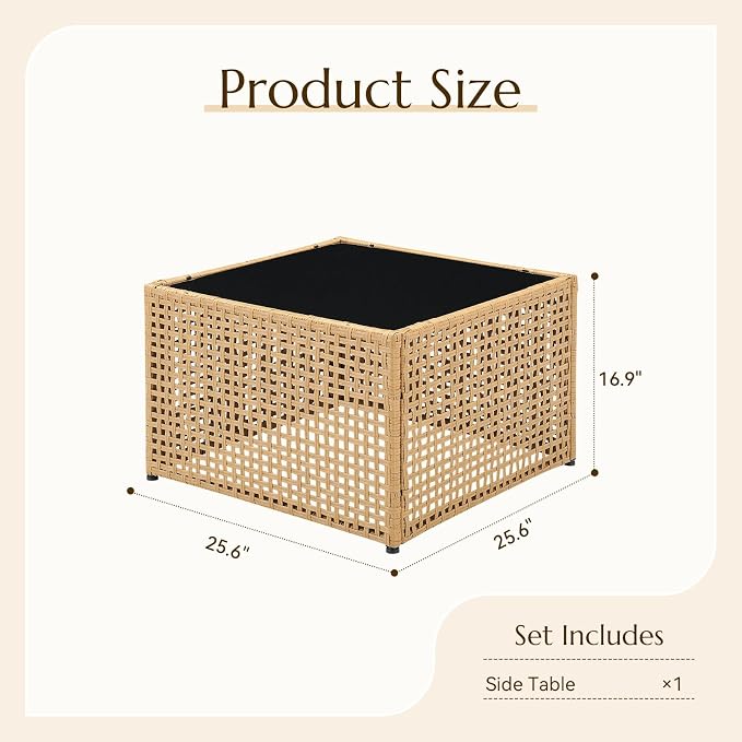 Belord Patio Conversation Sets, Boho Outdoor Furniture Coffee Table, Wicker Patio Furniture for Porch, Balcony (1 Pieces)