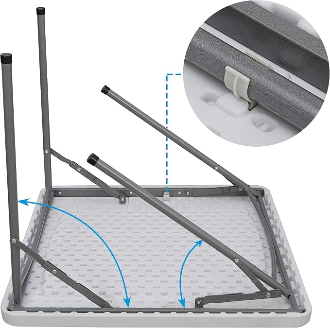 Folding Event Table, Heavy Duty Picnic Table Indoor Outdoor Camping, 3FT Portable w Handle Lock for Banquet, White