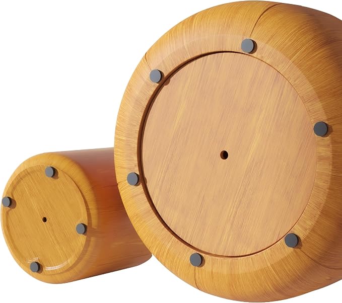 Round Outdoor Indoor Coffee Table Set, 2PC, 35.63" Modern Wood Grain Drum Center Table Set, Sturdy MGO Waterproof, No-Assembly, for Patio, Garden, Backyard, Living Room