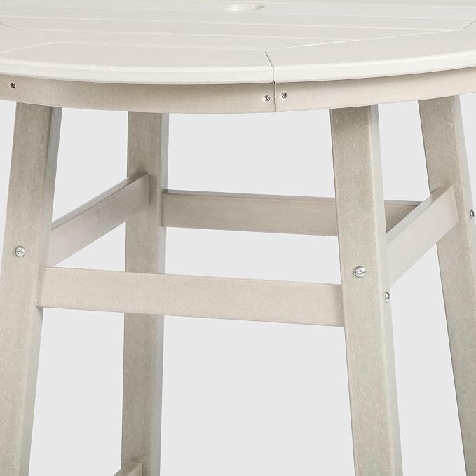 WestinTrends Outdoor 35" HDPE Round Patio Counter Height Bar Table, Sand