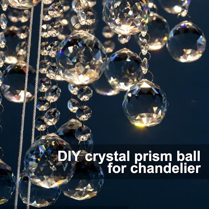 MerryNine Crystal Sun Catcher Suncatcher Prism Ball AB-Coated | 20 Pack, 0.8"/20mm, Rainbow Maker, Crystal Beads, for Feng Shui, Home Room Decor, Indoor Windows, for Gift, DIY