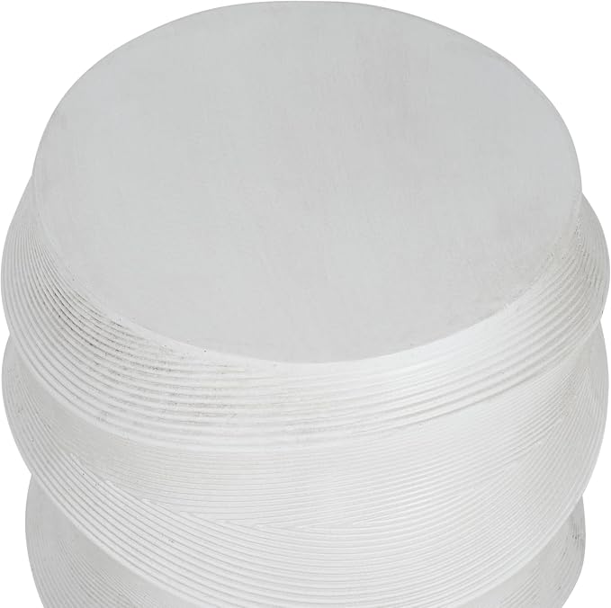 White Outdoor Side Table, Antique-Style MgO