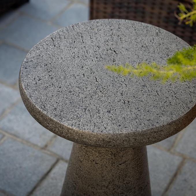 Modern Outdoor Side Table, Lightweight Faux Concrete Accent Table, Sculptural Decorative End Table for Patio, Balcony & Indoor Living Spaces