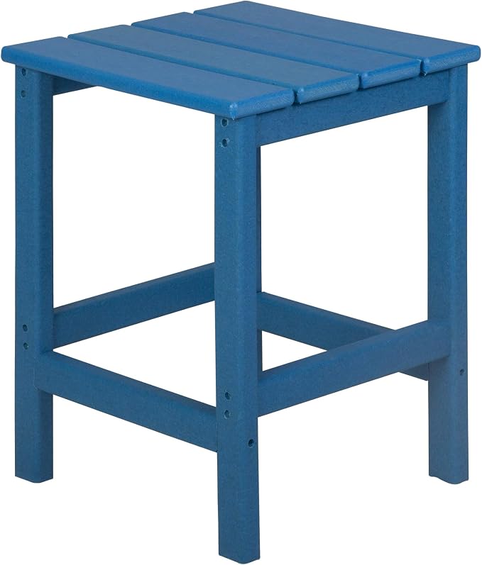 WestinTrends Malibu Square Outdoor Side Table for Adirondack Chair, Pacific Blue