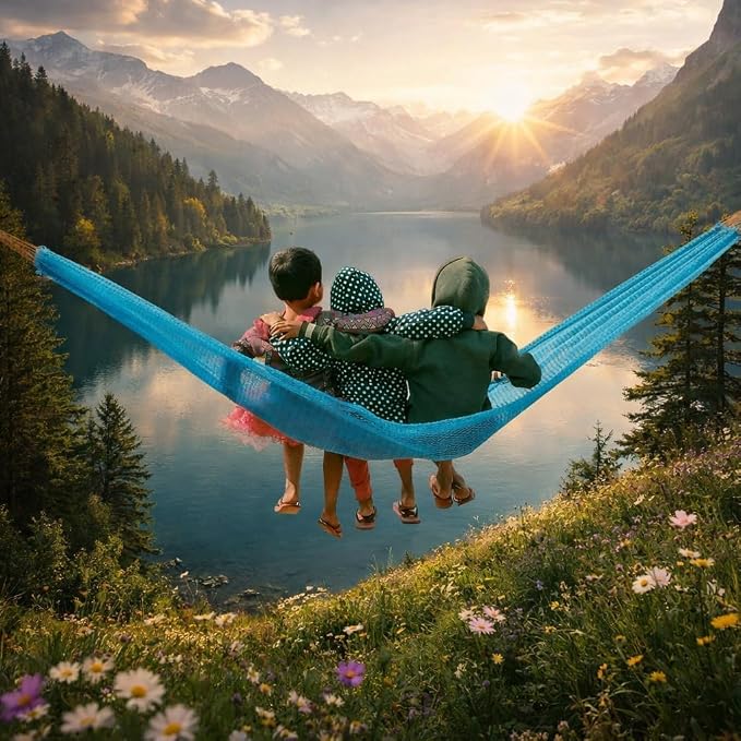 Rope Hammock Swing Hanging Net Mesh Sleeping Bed for Adults Outdoor Garden - 10 ft