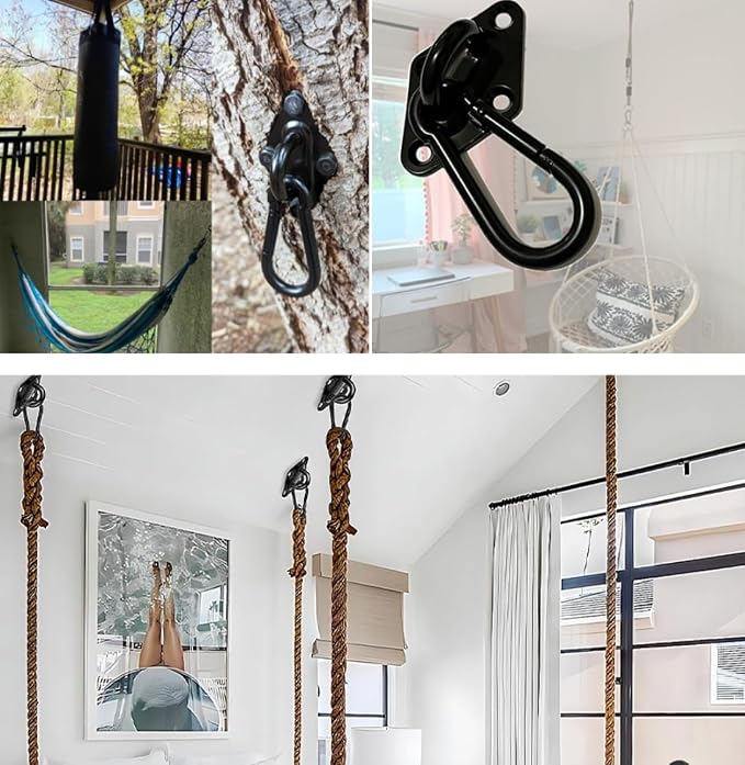 304 Stainless Steel Hammock Hanging Kit, 1100lb Capacity Heavy Duty Ceiling Hooks with Snap Hook for Indoor Outdoor Swing Chair