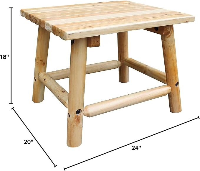 HomeStock Earthy Elegance Outsoor Wood End Table, Pine Wood Construction, 20" D x 24" W x 18" H, Natural Wood Finish, Outdoor Chairside Table, Side Table for Patio, Porch End Table