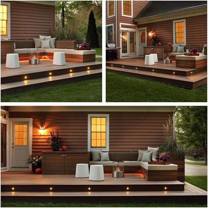 Low Voltage Recessed RGBW Deck Light, Φ1.22 RGB & Warm White Stainless Steel Waterproof Outdoor Step Lighting In-ground Landscape Pathway Patio Stair Decor Lamp, Black