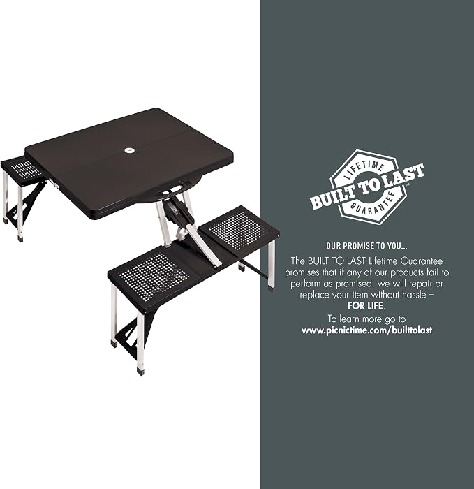 PICNIC TIME NFL Picnic Table Portable Folding Table with Seats and Umbrella