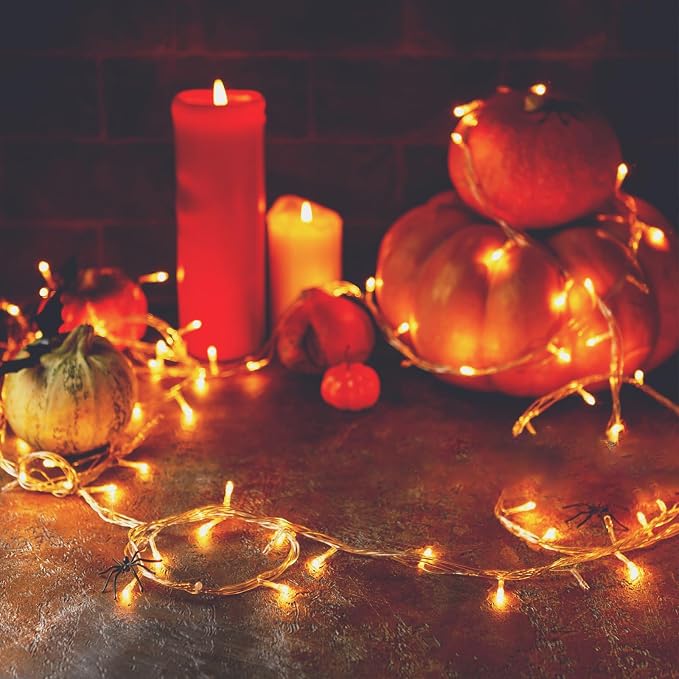 200 LED Connectable String Lights, 66FT Christmas Lights Outdoor Indoor | Orange, 13 Modes, Timer, Clear Wire Waterproof Twinkle Fairy Lights Plug in for Halloween Bedroom Patio Xmas Tree Decor