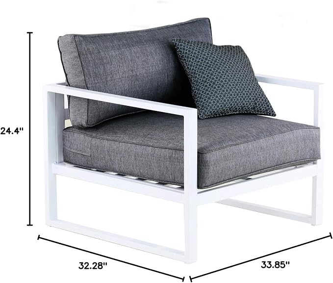 Elle Decor Paloma Outdoor Patio Furniture Collection in Weather-Resistant Metal Frame Patio Arm Chair, White