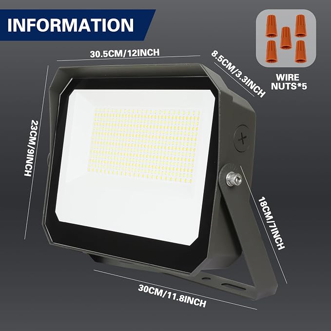 LED Flood Lights Outdoor 100/120/150W W and 3000/4000/5000K Adjustable 19500Lm,Dusk-to-Dawn Sensor o Dawn Flood Light for Yard, Garage, Garden,UL Listed,Includes Include Slip Fitter Mount
