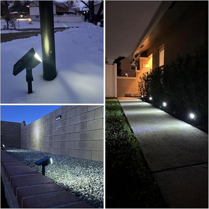 GKGG Solar Lights Outdoor Waterproof IP65, Solar Powered 76 LED 3 Lighting Modes Solar Spot Lights Outdoor for Yard Garden Landscape Pathway (Cool White, 6 Pack)