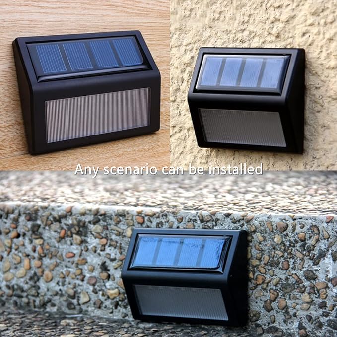 Solar Lights Outdoor, Waterproof Solar Powered Deck Step Lights for Patio Garden Backyard Garage Driveway Pathway Outside Wall Lighting (Cool White, 2 Pack)