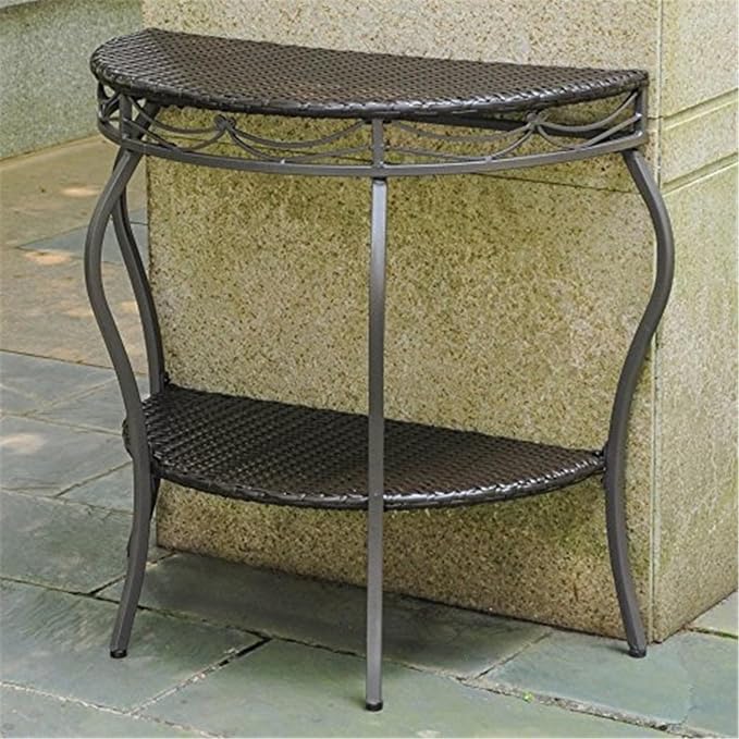 Maykoosh Baroque Half Moon Wall Table - Patio Side Table, Steel Frame, Weather Resistant, 30" L