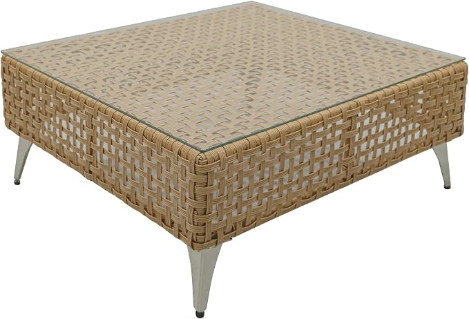 VilroCaz 7-Piece Outdoor Patio Furniture Set, Wicker Sectional Sofa wThick Seat Cushions, All-Weather Conversation Sofa Sets with Coffee Table for Outdoor Couch, Porch, Backyard (Beige-7C)