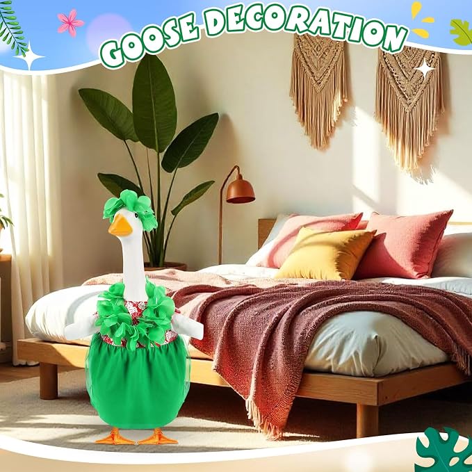 Bikini Porch Goose Outfits with Sunglasses and Swimming Tube for 23" Summer Goose Costume Garden Patio Statue Decor(Hawaii Girl)