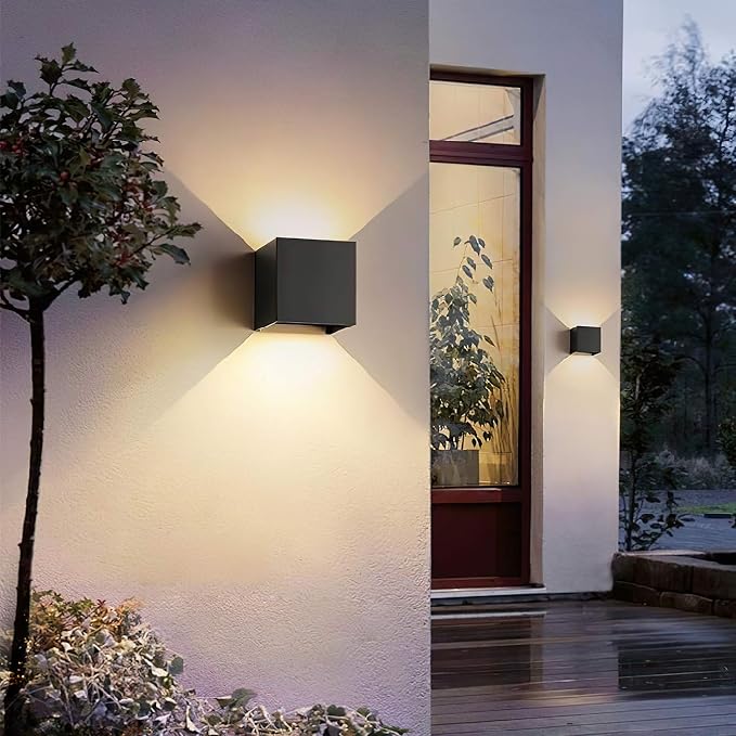 Aluminum 40W 3000K Cube Square Indoor Outdoor IP65 Waterproof Wall Lights Black Modern Wall Sconce LED Lighting Fixture Black 40W Larger Outside for Patio House