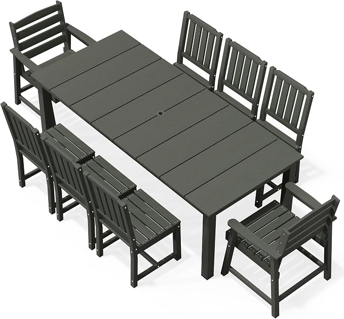 AreShark Patio Dining Chair Set of 2,All Weather HDPE Outdoor Dining Armchairs with Wide Seat and Backrest,Weatherproof Patio Chairs for Garden,Backyard,Deck,Gray